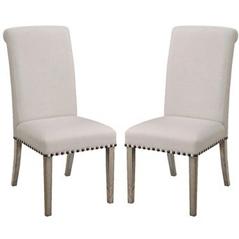 Rolled Back Parson Dining Chair, Beige, Set Of 2