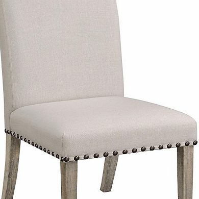 Rolled Back Parson Dining Chair, Beige, Set Of 2