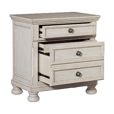 Cottage 2 Drawer Nightstand With Molded Details And Bun Feet, Antique White