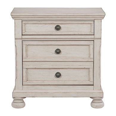 Cottage 2 Drawer Nightstand With Molded Details And Bun Feet, Antique White