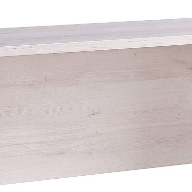 Rectangular Wooden Desk Return With Casters And Grain Details, White Oak
