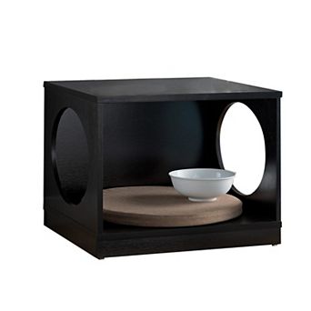 Wooden Pet End Table With Flat Base And Cutout Design On Sides, Black