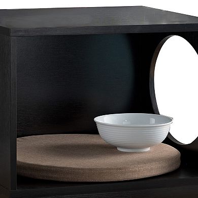 Wooden Pet End Table With Flat Base And Cutout Design On Sides, Black