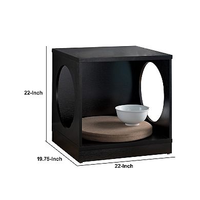 Wooden Pet End Table With Flat Base And Cutout Design On Sides, Black