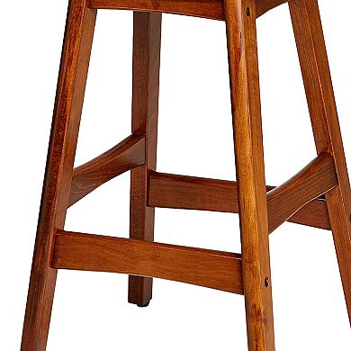 Wooden Counter Height Stool In Black And Brown, Set Of 2