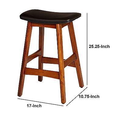 Wooden Counter Height Stool In Black And Brown, Set Of 2