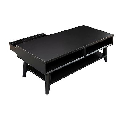 Coffee Table With 1 Drawer And Open Shelf, Black