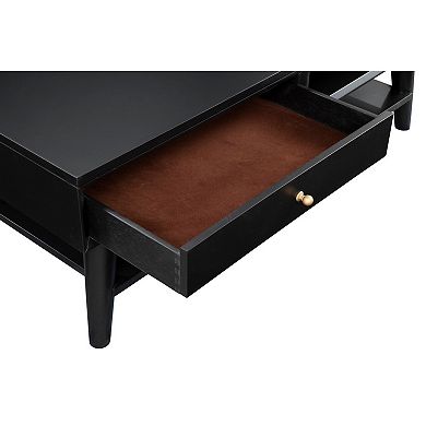 Coffee Table With 1 Drawer And Open Shelf, Black