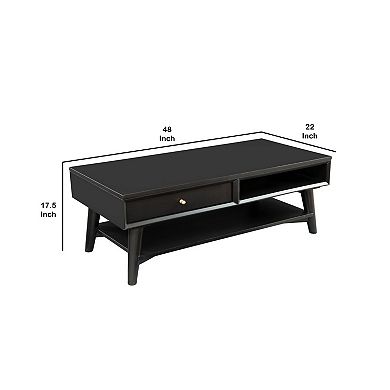 Coffee Table With 1 Drawer And Open Shelf, Black