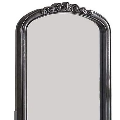 3 Piece Vanity Set With Carved Mirror And Turned Legs, Gray