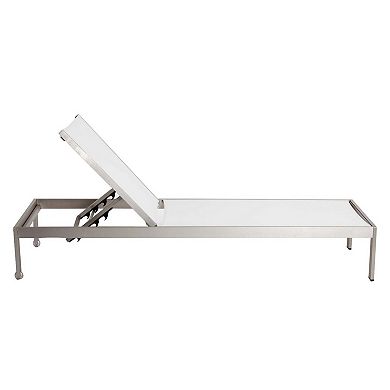 Anodized Aluminum Modern Patio Lounger In White