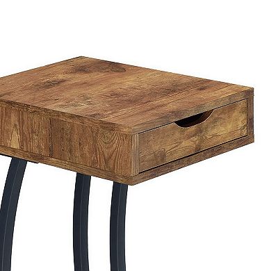 Antique Accent Table With Storage Drawer And Outlet, Brown