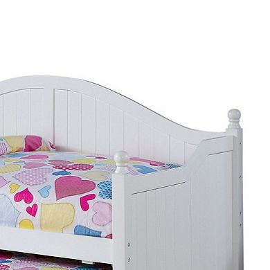 Contemporary Style Wooden Twin Daybed With Trundle, White