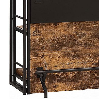 Urban Wooden Bar Unit with Stemware Rack, Wire Brushed Black