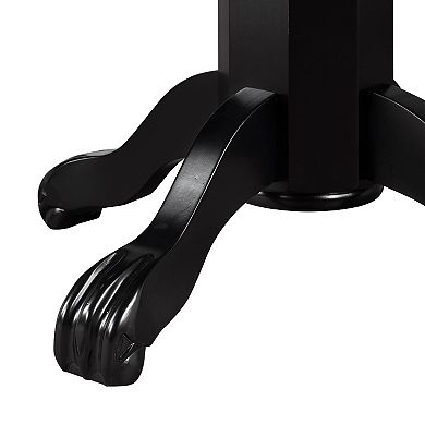 Ava 42 Inch Wood Pub Bar Table, Molded Trim, Carved Pedestal, Black
