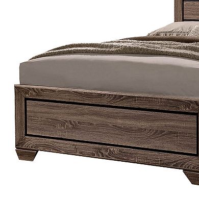 Wooden Queen Size Bed With 4 Spacious Side Rail Drawers, Brown