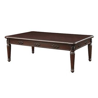 Coffee Table With Traditional Style And Turned Legs, Espresso Brown