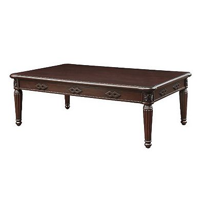 Coffee Table With Traditional Style And Turned Legs, Espresso Brown