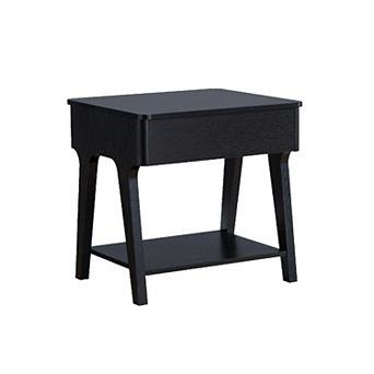 22 Inch Edward End Table With Lift Top And Bottom Shelf, Black
