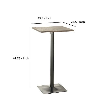 Industrial Square Metal Bar Table With Wooden Top, Black