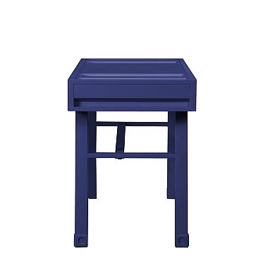 Industrial Style Metal And Wood 1 Drawer Vanity Desk, Blue