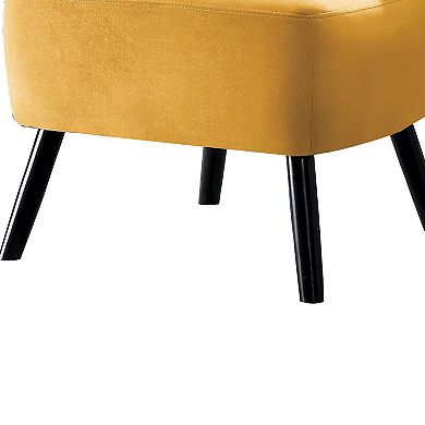 Upholstered Armless Accent Chair With Flared Back And Button Tufting, Yellow