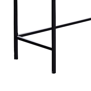 Wooden Desk With 2 Drawers And Metal Frame, Washed White And Black