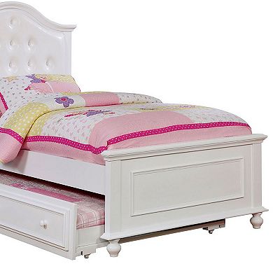 Traditional Style Full Bed With Button Tufted Camelback Headboard, White