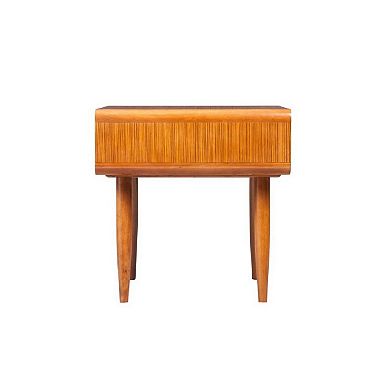 Rectangular Wooden End Table With Open Shelf And Splayed Legs, Brown