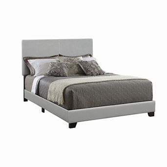 Leather Upholstered California King Size Platform Bed, Gray