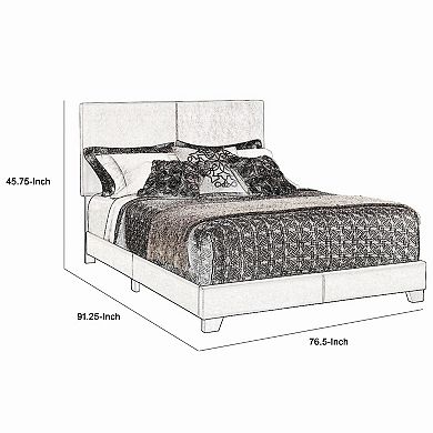 Leather Upholstered California King Size Platform Bed, Gray