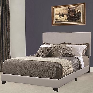 Leather Upholstered California King Size Platform Bed, Gray