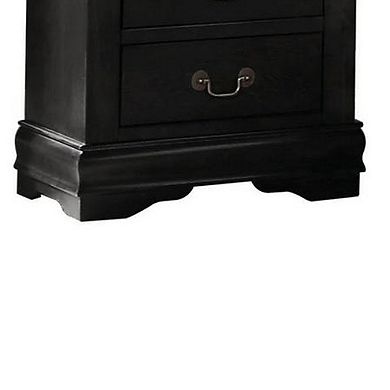 Wooden Nightstand With Two Drawers, Black