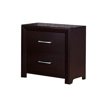 Wooden Night Stand With 2 Drawers Espresso Brown