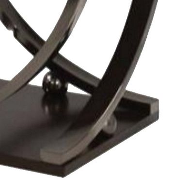 Wood And Metal End Table With Sweeping Legs, Dark Walnut Brown And Black