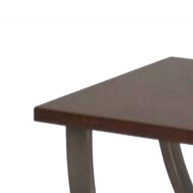 Wood And Metal End Table With Sweeping Legs, Dark Walnut Brown And Black