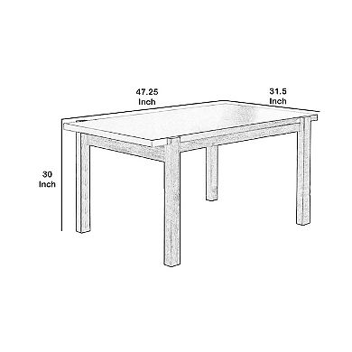Rectangular Wooden Dining Table With Straight Legs, White And Brown