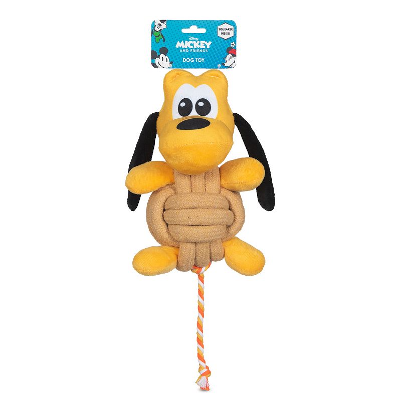 UPC 742797001074 product image for Disney's Mickey and Friends 9-in. Pluto Plush Rope Ball Squeaker Pet Toy, Multi | upcitemdb.com