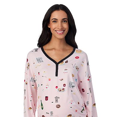 Maternity Beauty Sleep Social Long Sleeve Henley Pajama Top & Pajama Shorts Set