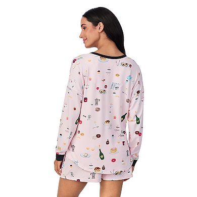 Maternity Beauty Sleep Social Long Sleeve Henley Pajama Top & Pajama Shorts Set