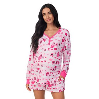 Maternity Beauty Sleep Social Long Sleeve Henley Pajama Top & Pajama Shorts Set