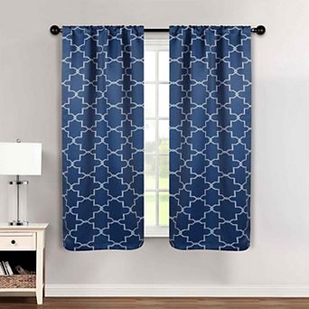 SUPERIOR Imperial Trellis Blackout Rod Pocket Curtain Set