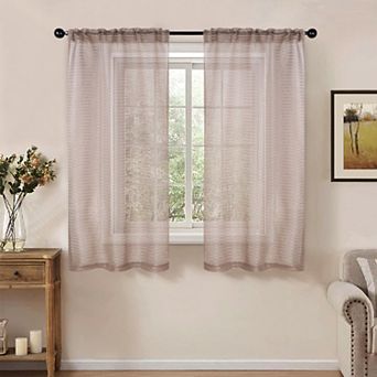 SUPERIOR Jackson Striped Sheer Rod Pocket Curtain Set
