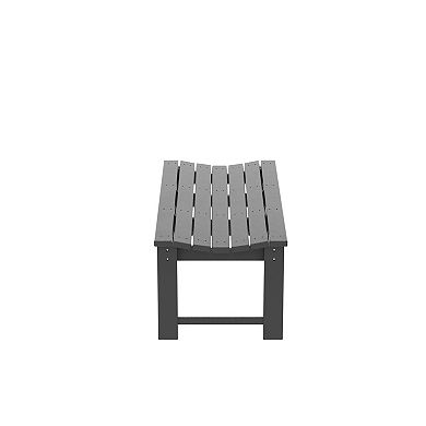 Malibu Backless Plastic Outdoor Bench For Patio Garden