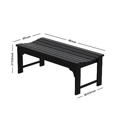 Malibu Backless Plastic Outdoor Bench For Patio Garden