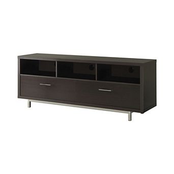 Fabulously Designed Tv Console With Chrome Legs, Brown
