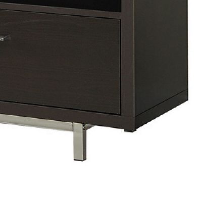 Fabulously Designed Tv Console With Chrome Legs, Brown