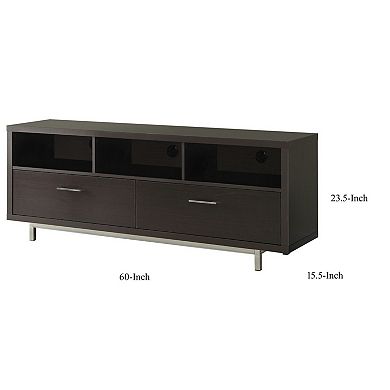 Fabulously Designed Tv Console With Chrome Legs, Brown