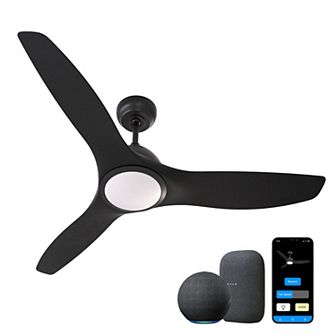 All Seasons 52" Ceiling Fan with Light, Quiet, Alexa/Google, 3 Color LED Lights, Reversible