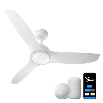 All Seasons 52" Ceiling Fan with Light, Quiet, Alexa/Google, 3 Color LED Lights, Reversible